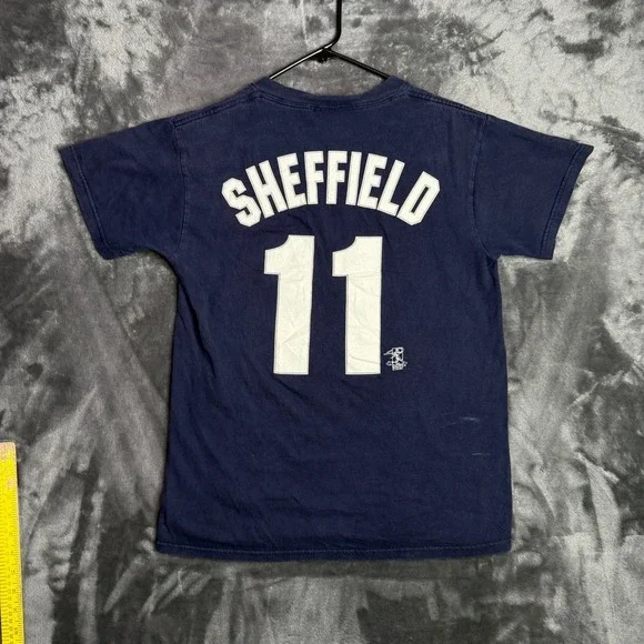 Vintage Y2k New York Yankess Short Sleeve Blue T-Shirt Size Small Sheffield #`11 - Picture 6 of 7